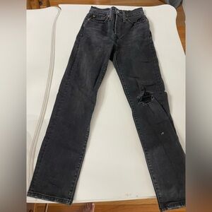 Levi's Black Straight Leg Women's Jeans with Knee Rip